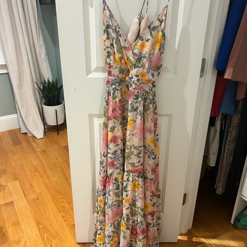 Astr Floral Print Dress with Pink and Green Accents